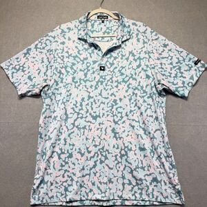 Bad Birdie Mens XL Golf Polo Shirt Pink Blue Abstract Camo Performance Stretch